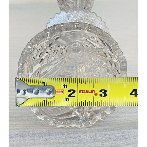 2 VTG EAPG Imperial Glass Vases  Starburst Pattern Clear Pressed Glass Heavy EUC - Picture 7 of 8